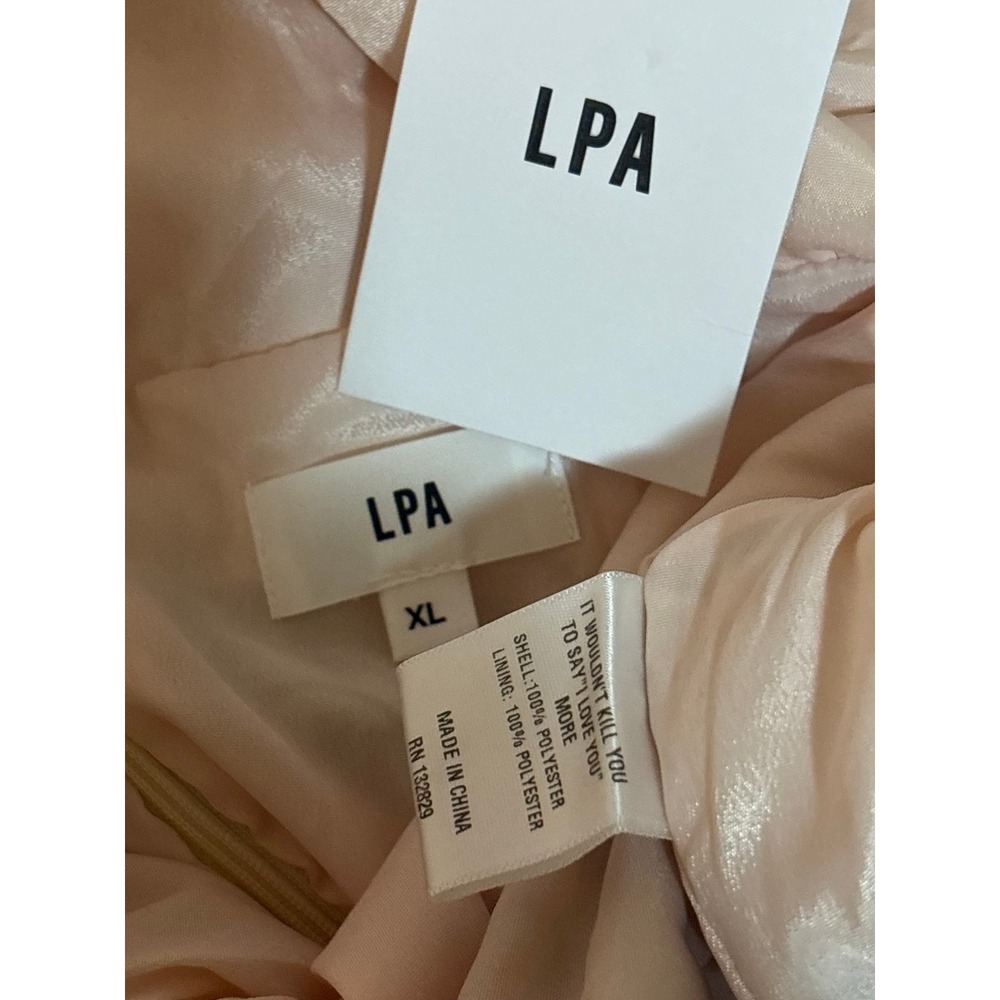 NWT LPA Floral Ruched Mini 694 Dress In Puff Sleeve In Blush Bouquet V-Neck XL - Picture 5 of 6